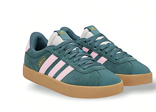 Adidas VL Court 3.0 Women Sneakers Breathable Sweat Absorption Good Elasticity Versatile Logo Printed Easy To Wash Quick Dry Daily Outdoor Walking Women Gray Green Brown Pink JR0955